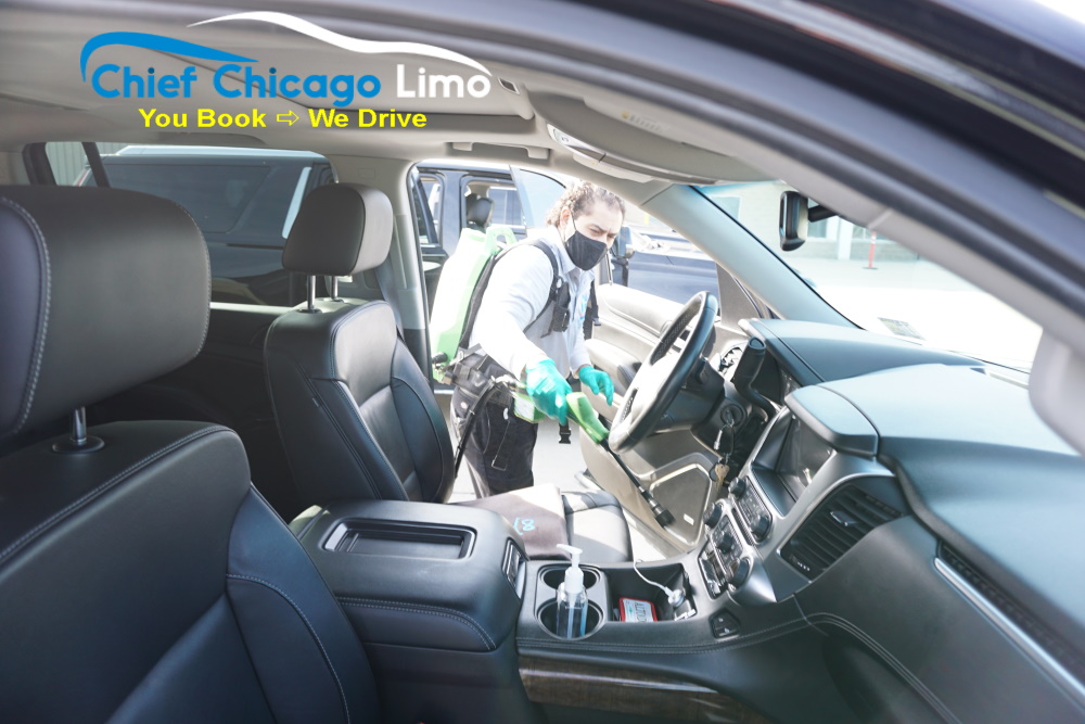 limousines being disinfected in chicago for covid19