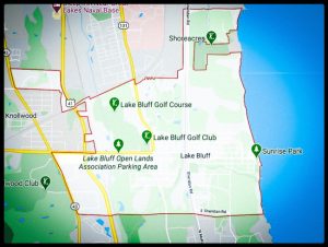 Map showcasing Lake Bluff, emphasizing Lake Bluff Limo Service.